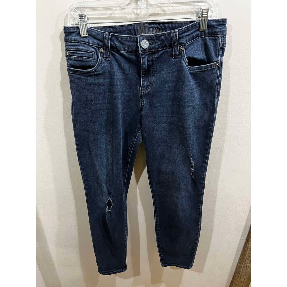 Kut From The Kloth Jeans Womens 10 Straight Blue Distressed Denim Grunge Casual - Picture 1 of 10
